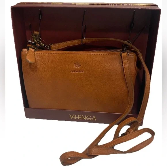 🆕 VILENCA Holland Natalia Crossbody Purse Clutch Cognac Triple Compartment NIB - Picture 2 of 14